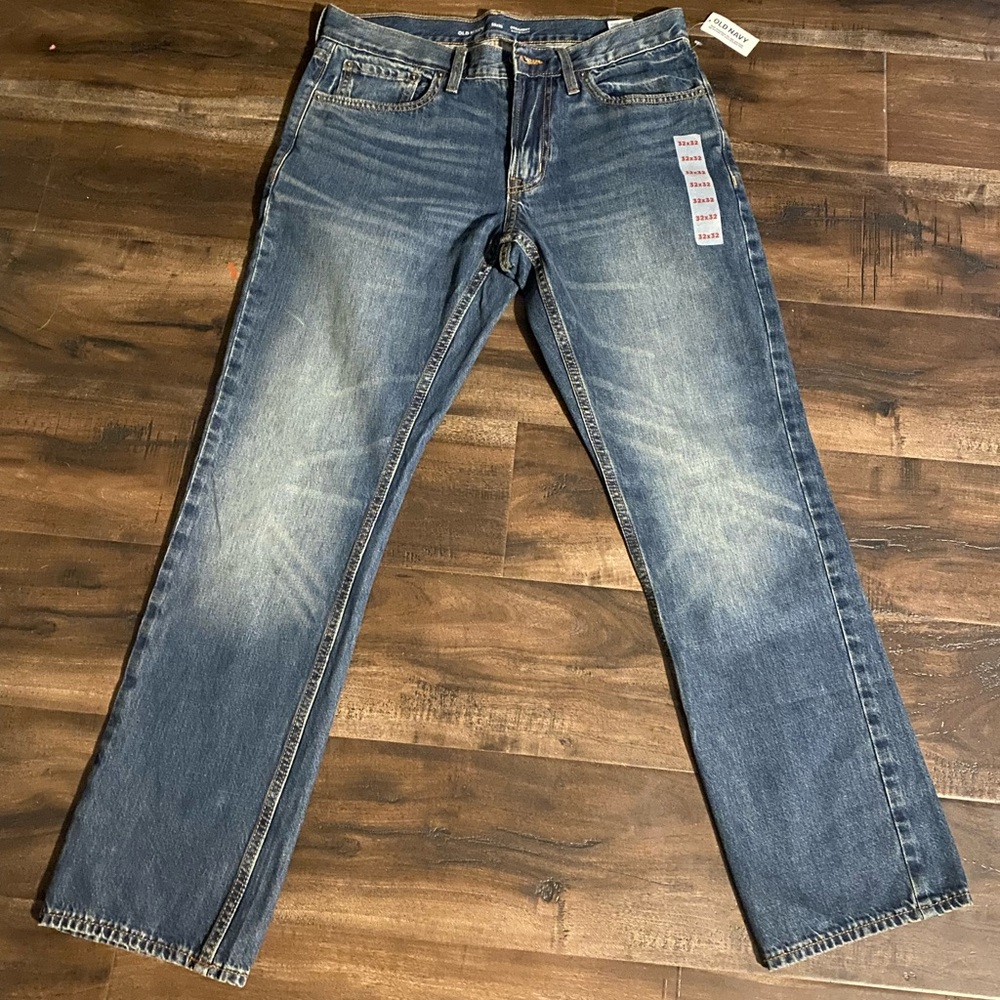 ✨ Old Navy Built-In-Tough Straight Leg Denim Jeans 5 Pocket Cotton 32x32 ✨